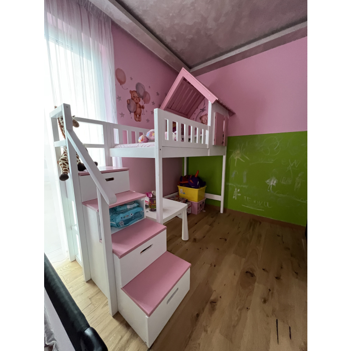 hoogslaper huisje met trap kinderkamer